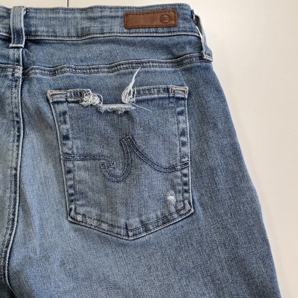 AG Adriano Goldschmied Jeans Womens 30R Blue High Rise Mari Crop Distressed Boho - Picture 14 of 16